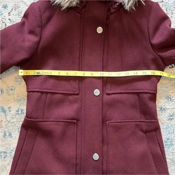 Kenneth Cole Wool Coat with Detachable Faux Fur Trim Hood - Picture 7 of 16